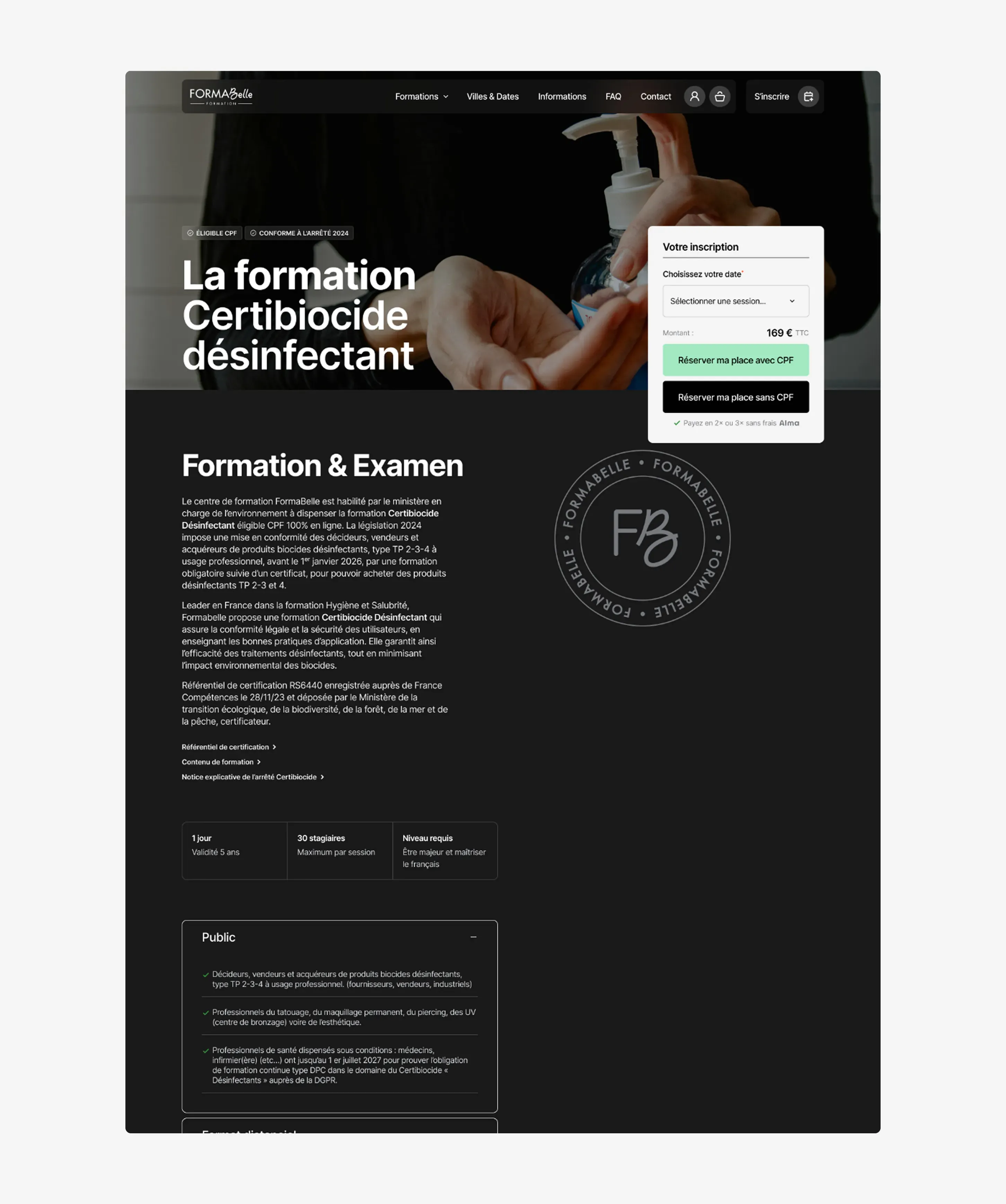 Vue pleine page Formabelle Hygiène 2